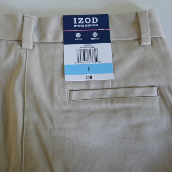 NWT Izod khakis straight leg stretch school uniform pants juniors size 5 - Picture 4 of 4